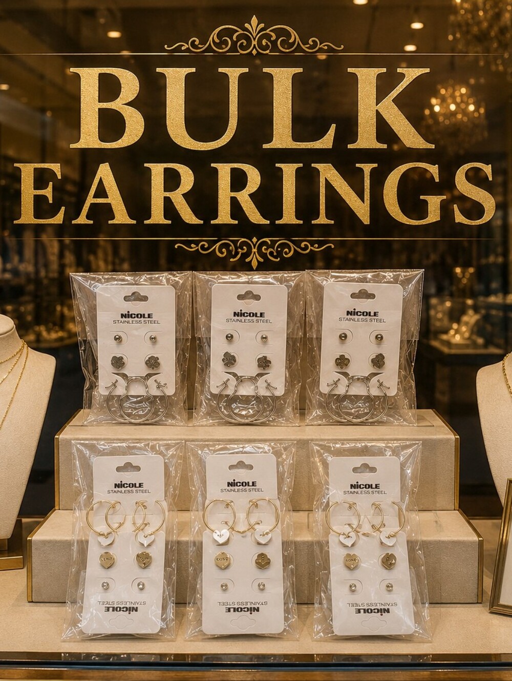 BULK Earrings (Set Of 12 Cards With 3 Pairs Per Card)